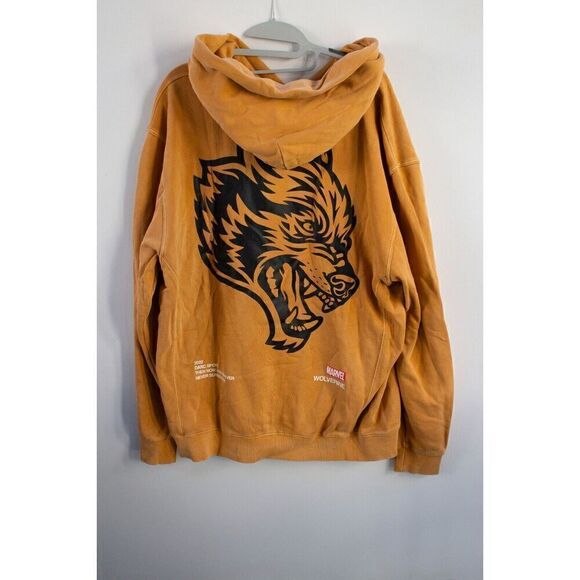 MENS DARC SPORT RAGE PIGMENT FRENCH TERRY WOLVERINE MARVEL GOLD HOODIE MEDIUM - Picture 4 of 6